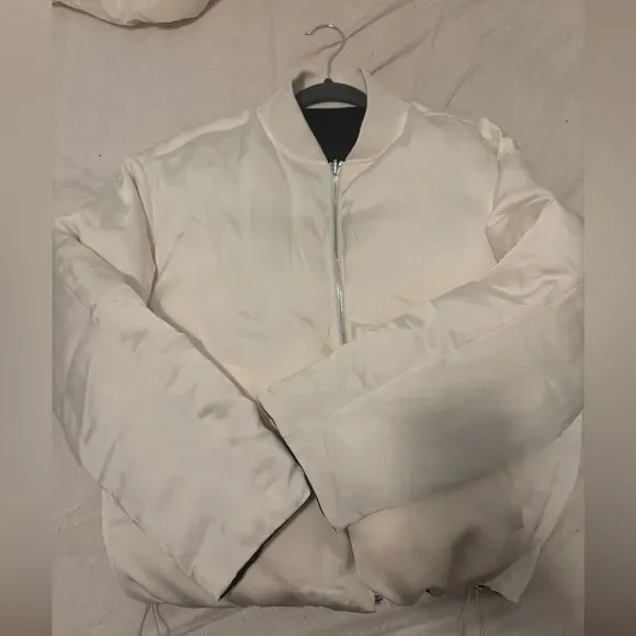 Maje beladone reversible bomber Jacket black/cream NWT SIZE 40- us 8 - Picture 5 of 12